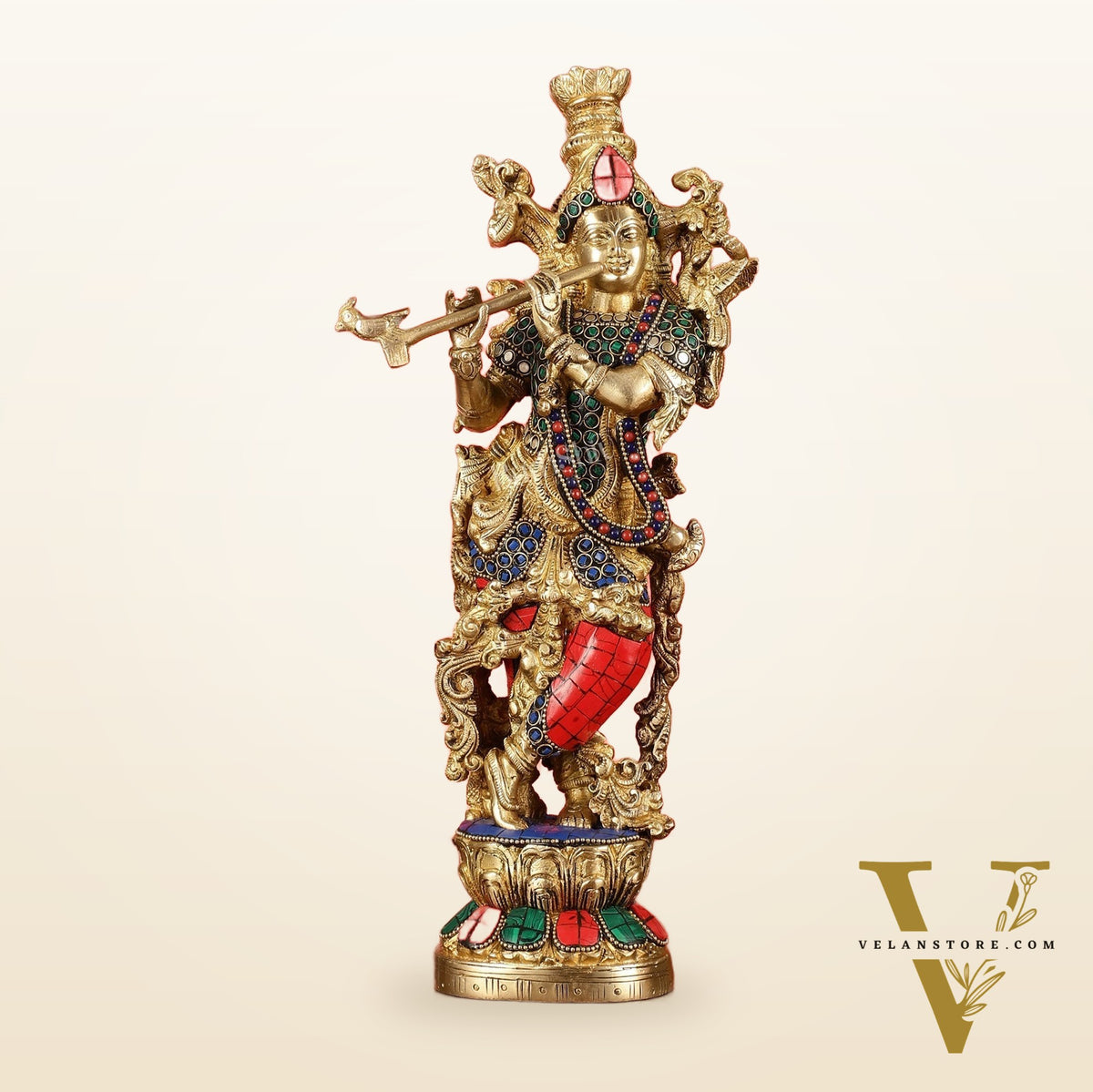 Pure Brass Radha Krishna Statues - Exquisite Handcrafted Art - 14 inch