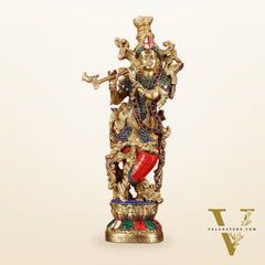 Pure Brass Radha Krishna Statues - Exquisite Handcrafted Art - 14 inch