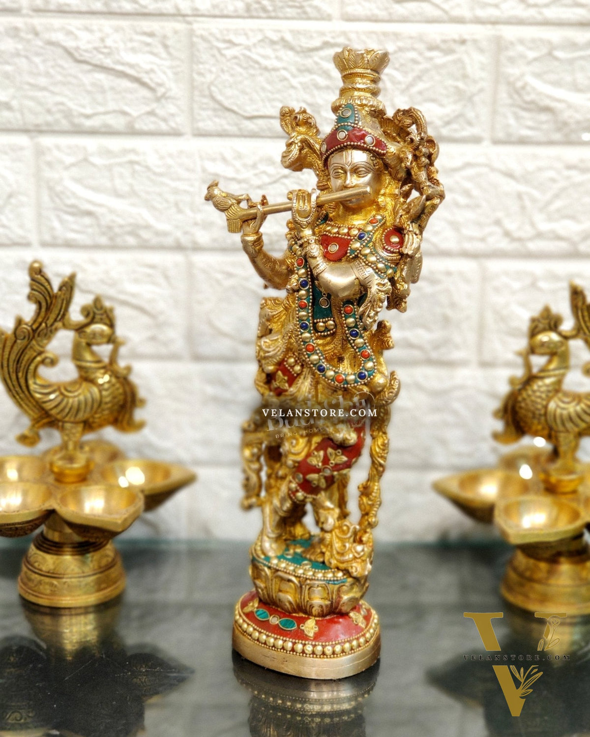 Pure Brass Radha Krishna Statues - Exquisite Handcrafted Art - 14 inch