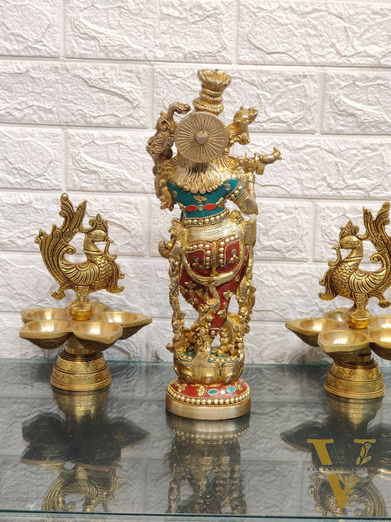Pure Brass Radha Krishna Statues - Exquisite Handcrafted Art - 14 inch