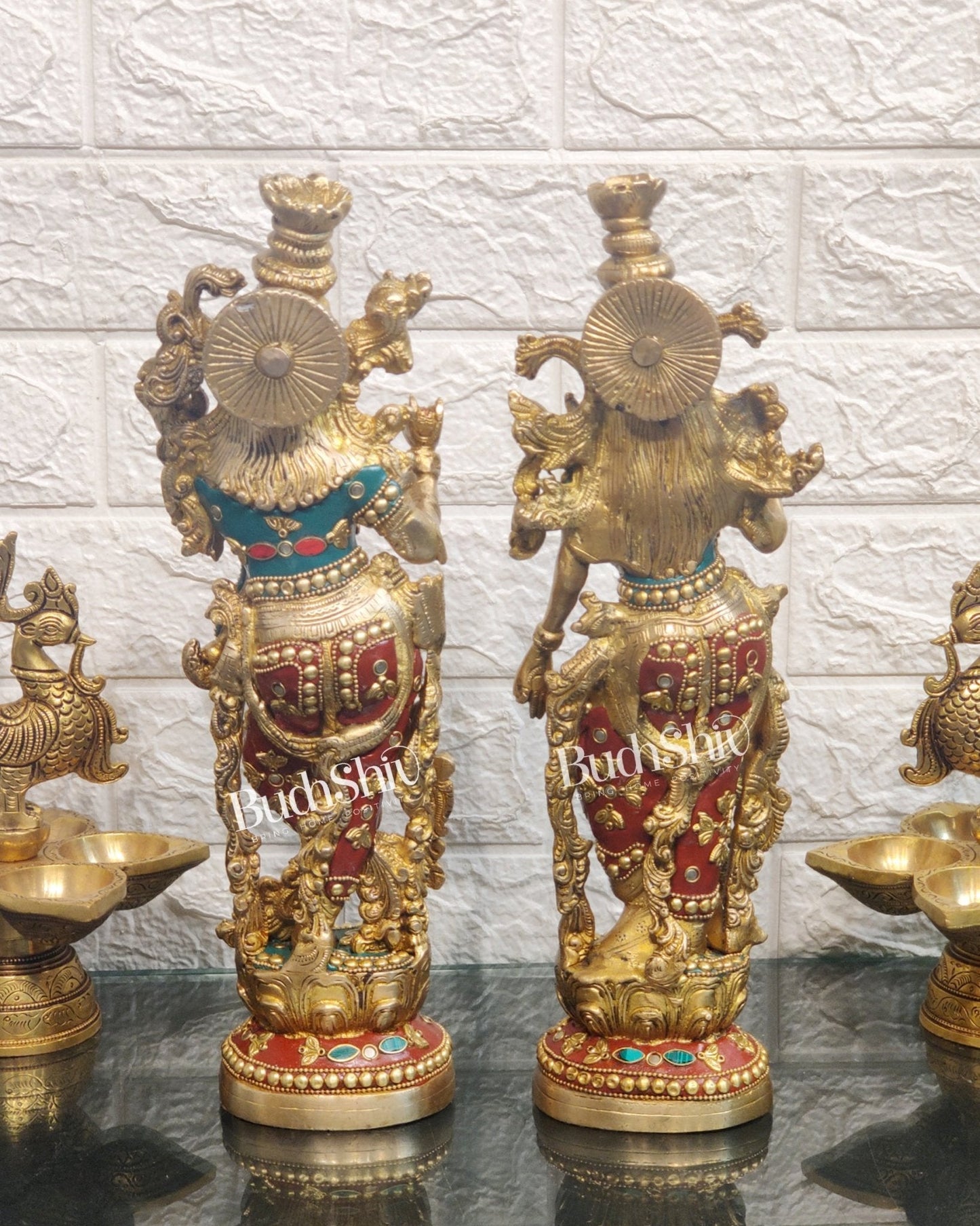 Pure Brass Radha Krishna Statues - Exquisite Handcrafted Art - 14 inch