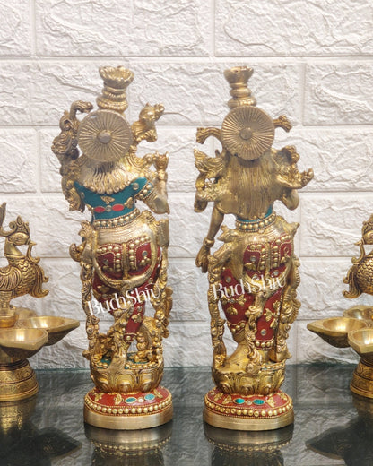 Pure Brass Radha Krishna Statues - Exquisite Handcrafted Art - 14 inch