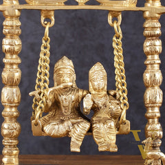 Pure Brass Radha Krishna Swing Idol - 10" Height