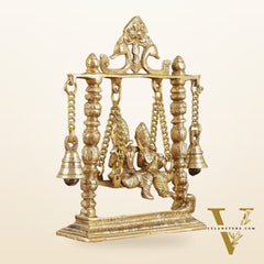 Pure Brass Radha Krishna Swing Idol - 10" Height