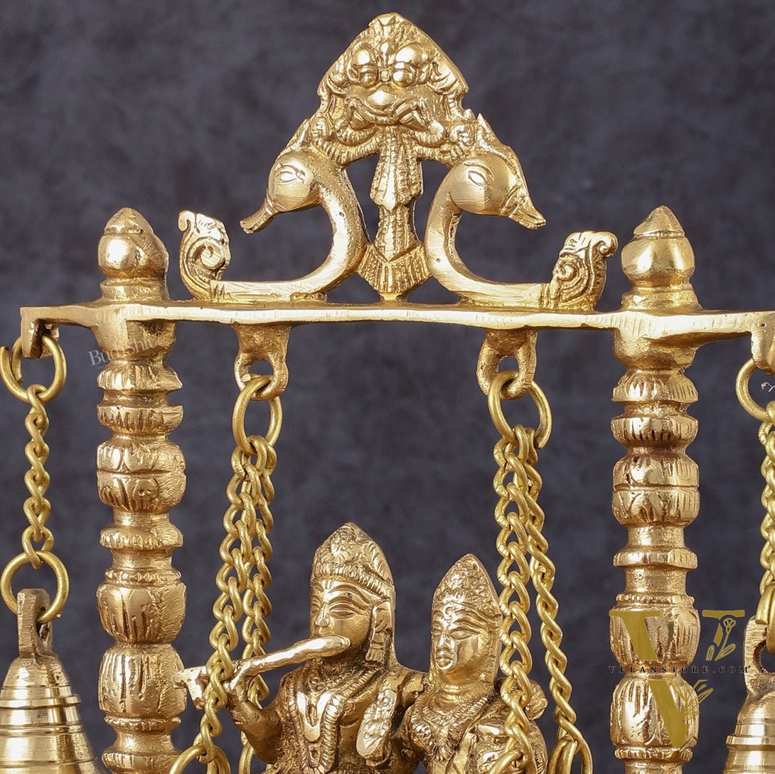 Pure Brass Radha Krishna Swing Idol - 10" Height