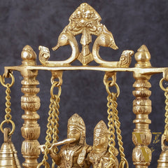 Pure Brass Radha Krishna Swing Idol - 10" Height