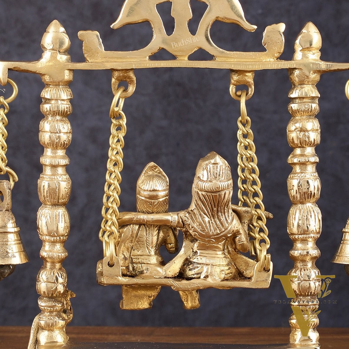 Pure Brass Radha Krishna Swing Idol - 10" Height
