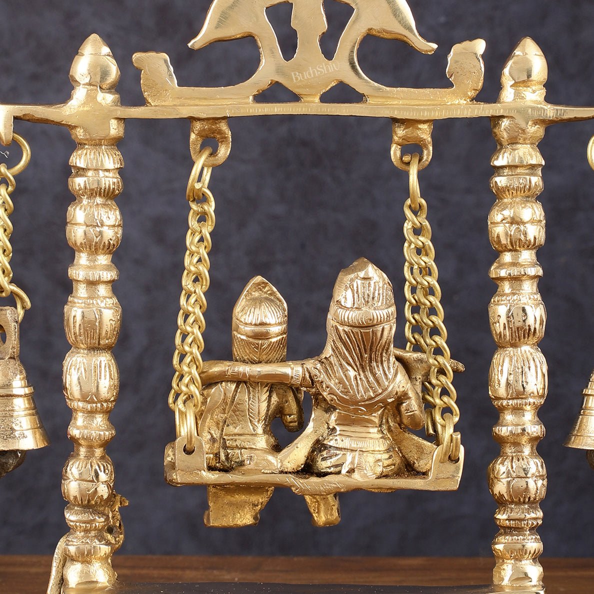 Pure Brass Radha Krishna Swing Idol - 10" Height