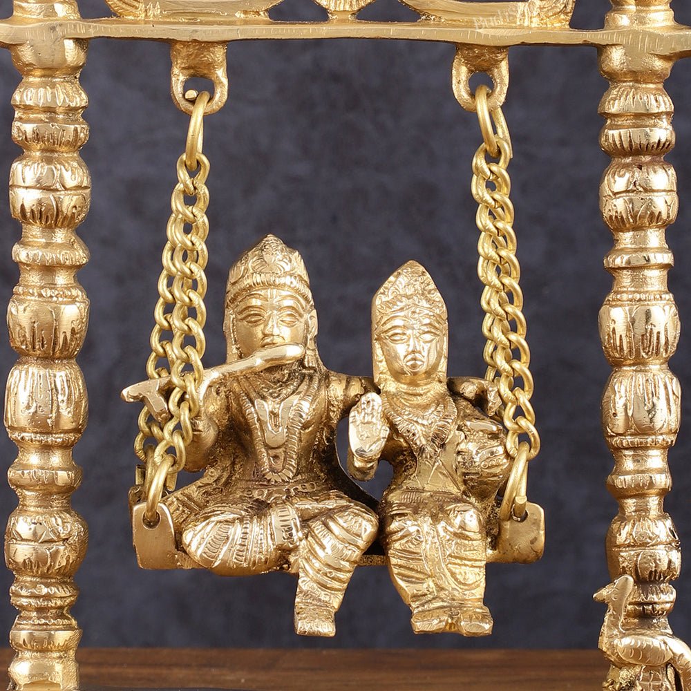 Pure Brass Radha Krishna Swing Idol - 10" Height