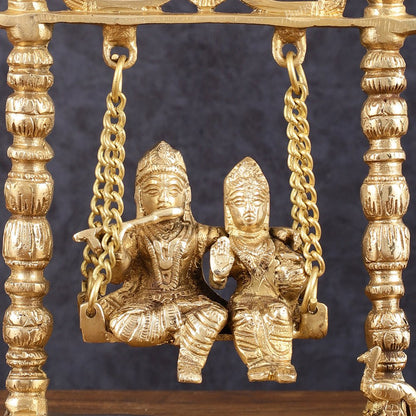 Pure Brass Radha Krishna Swing Idol - 10" Height
