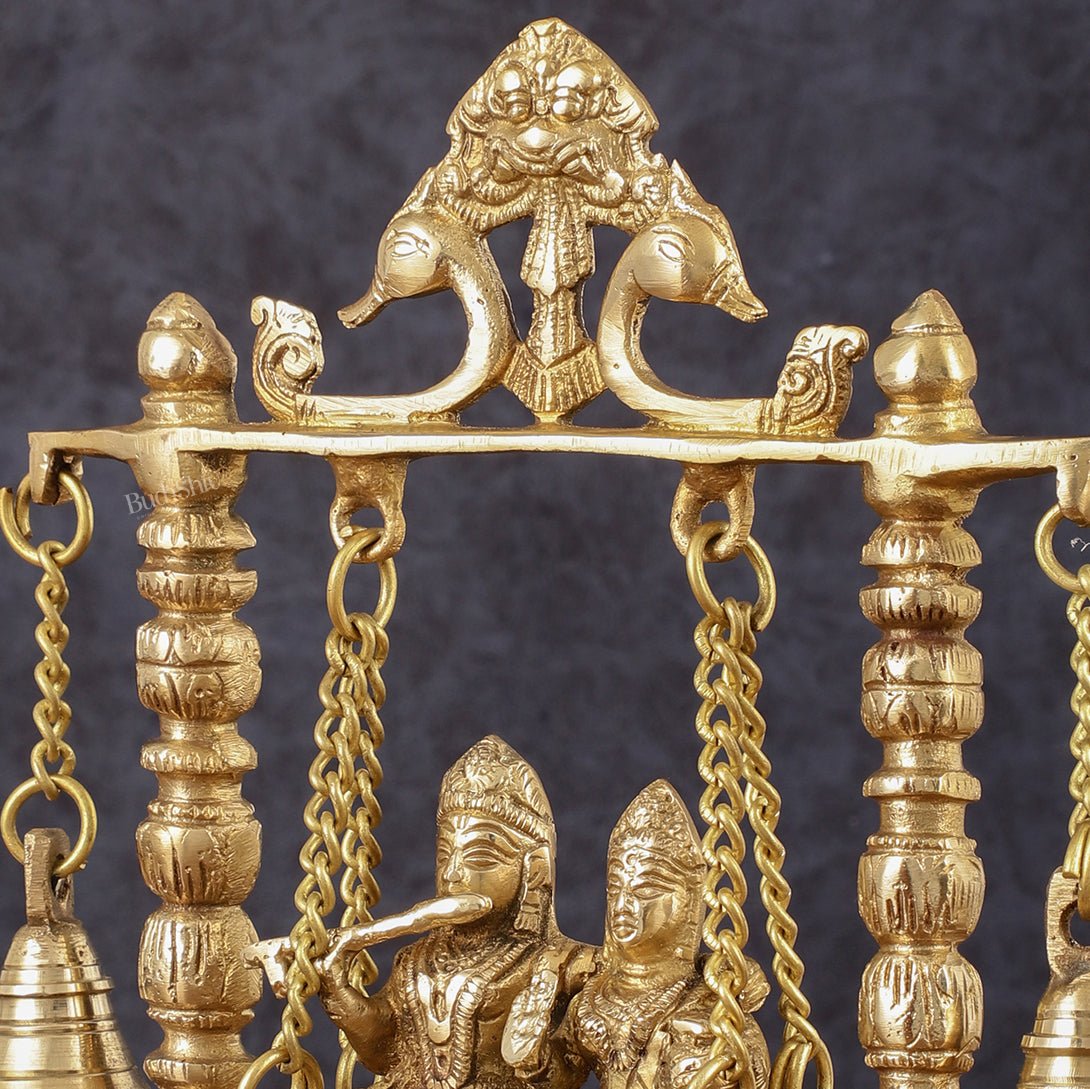 Pure Brass Radha Krishna Swing Idol - 10" Height