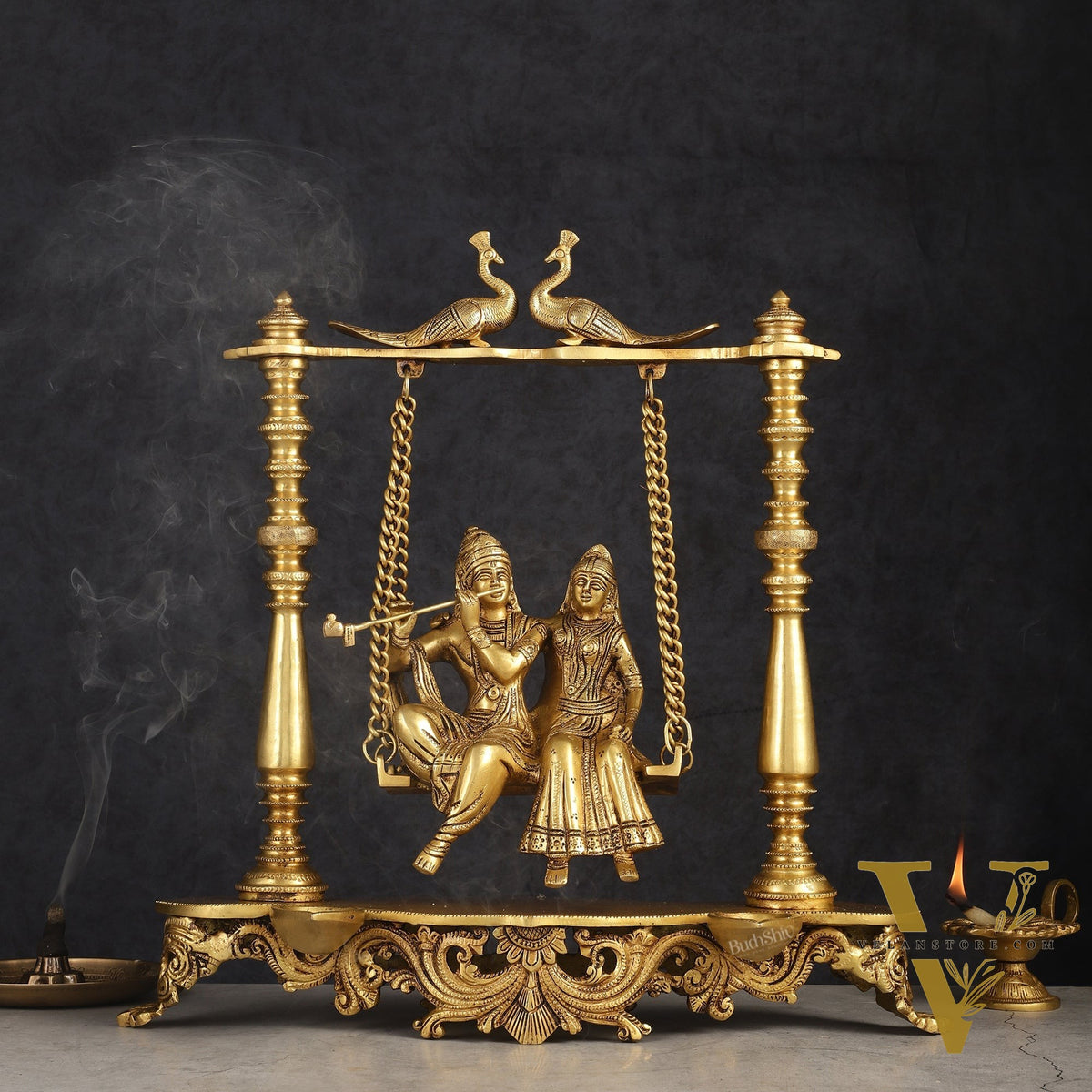 Pure Brass Radha Krishna Swing Jhoola 16"