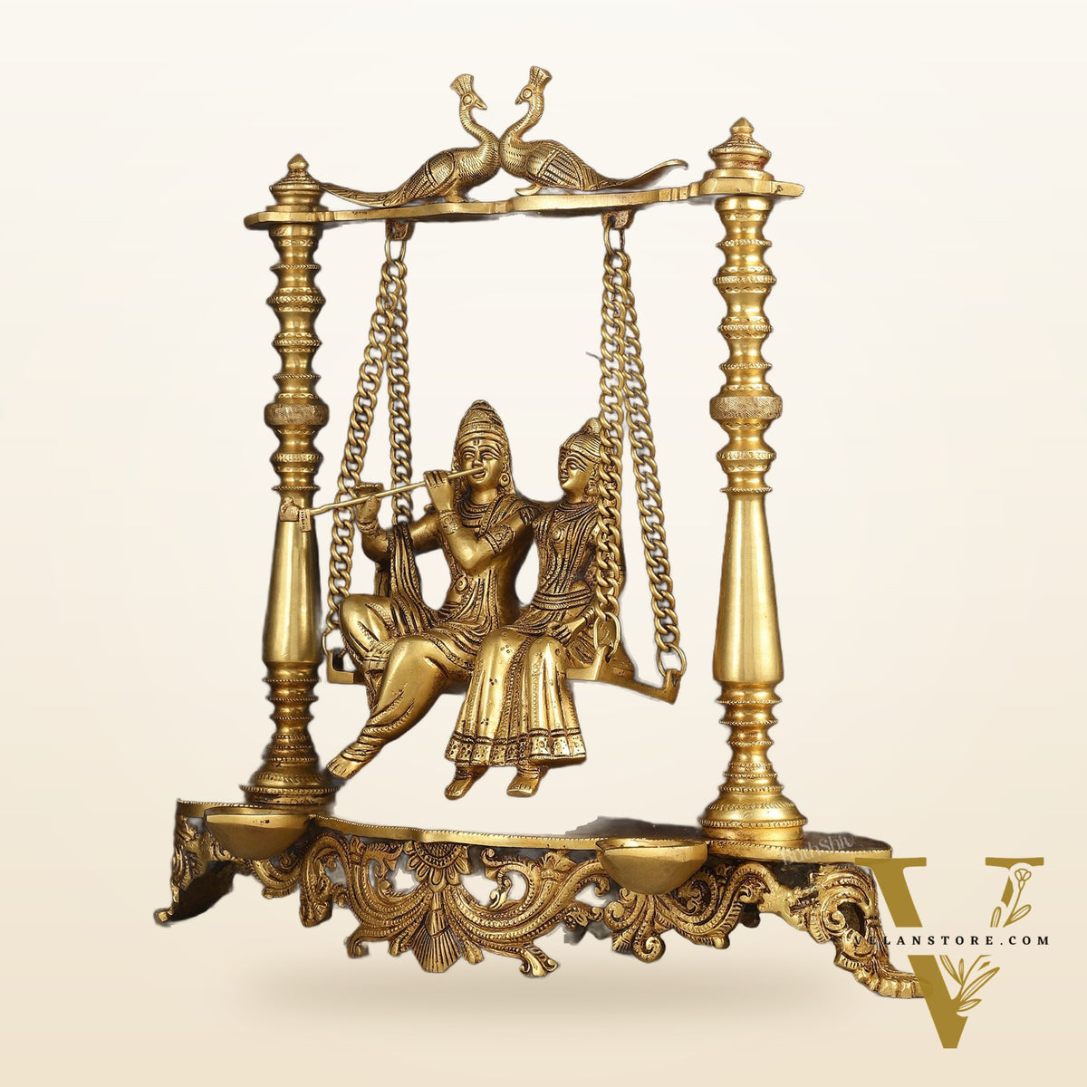 Pure Brass Radha Krishna Swing Jhoola 16"