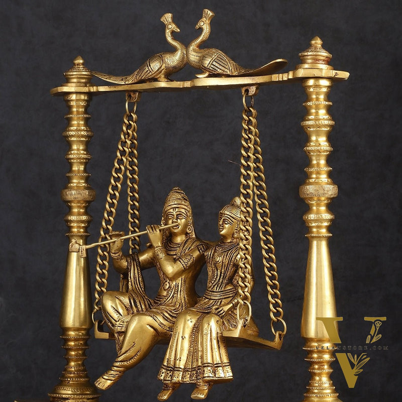 Pure Brass Radha Krishna Swing Jhoola 16"