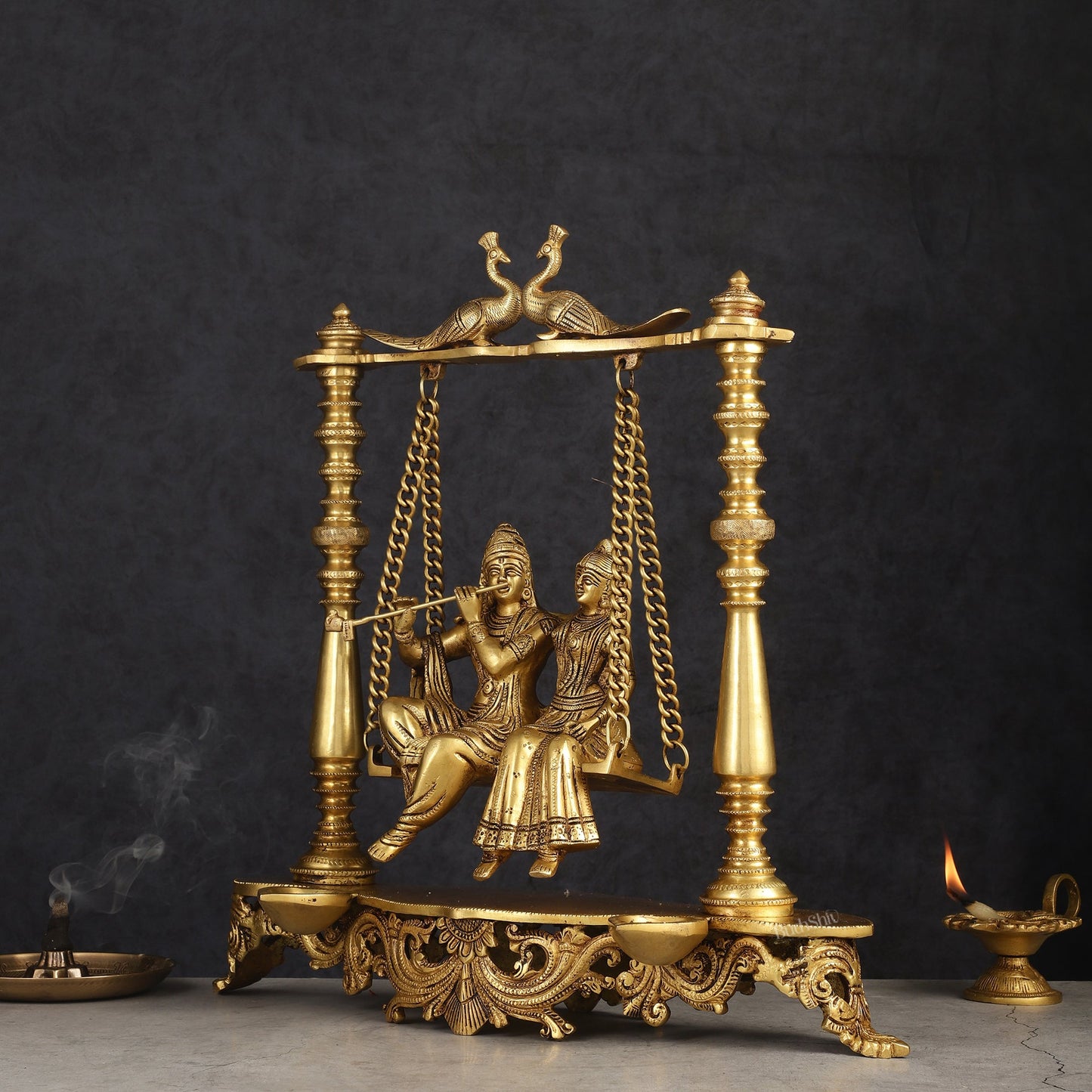 Pure Brass Radha Krishna Swing Jhoola 16"