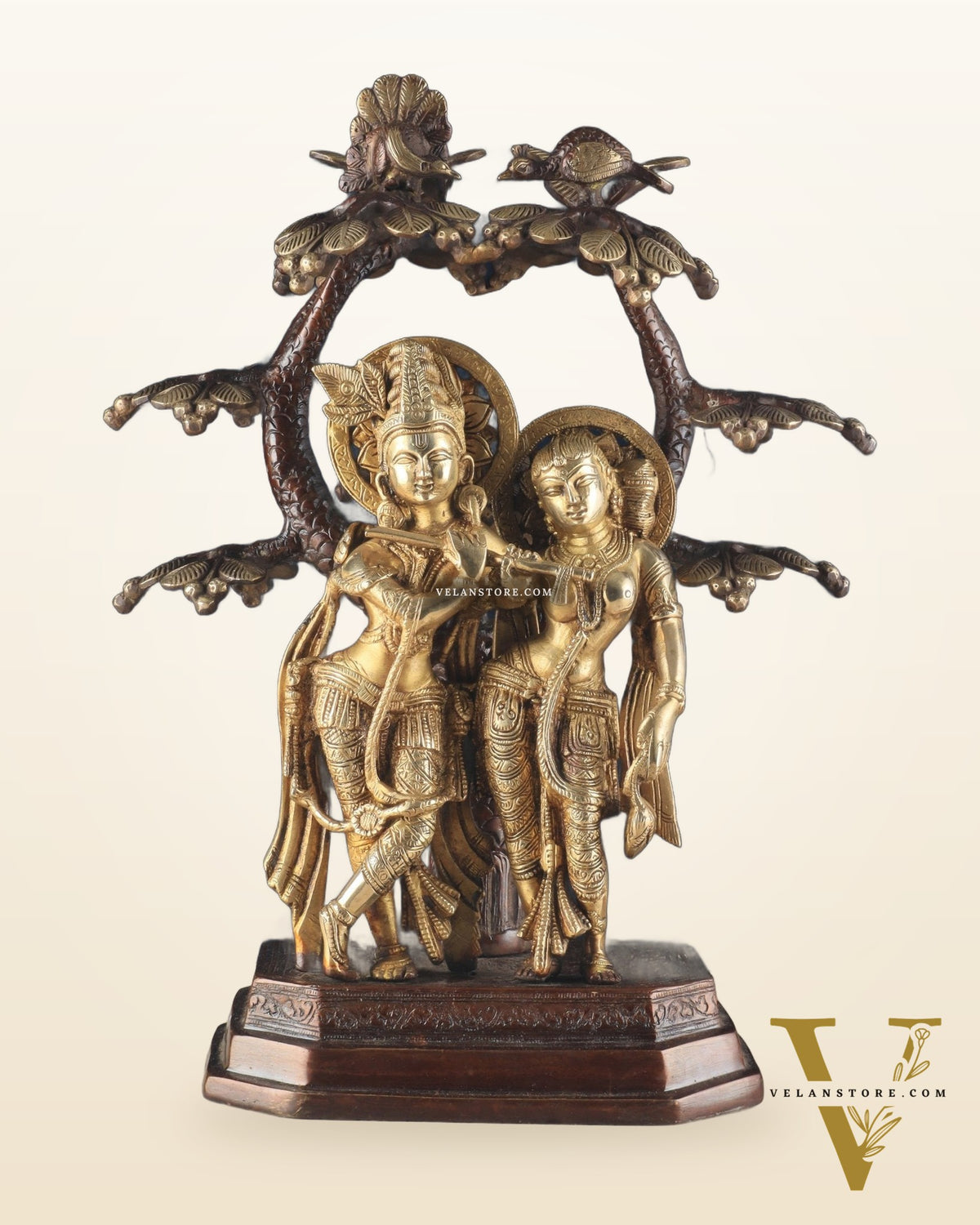 Pure Brass Radha krishna under tree idol 17 inch dual tone finish