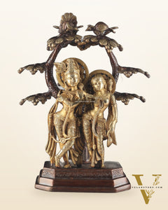 Pure Brass Radha krishna under tree idol 17 inch dual tone finish