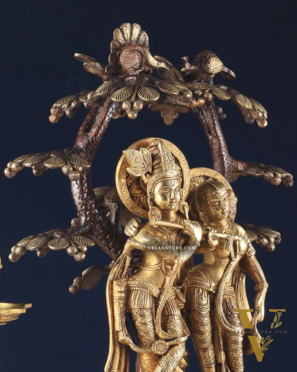 Pure Brass Radha krishna under tree idol 17 inch dual tone finish