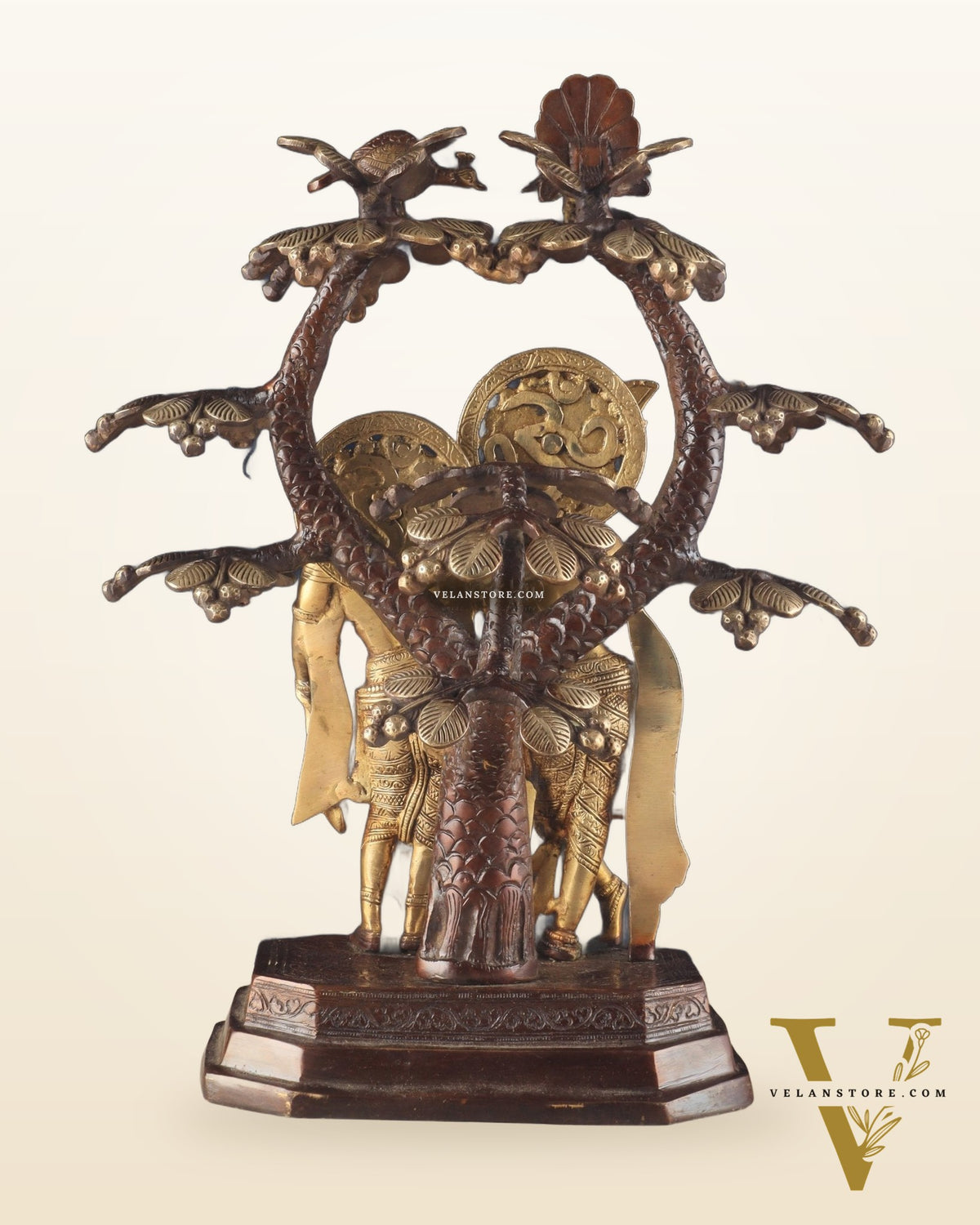 Pure Brass Radha krishna under tree idol 17 inch dual tone finish