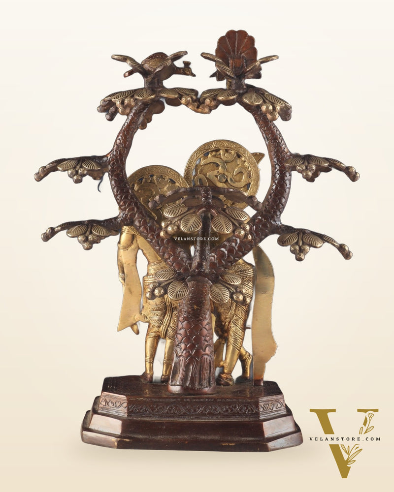 Pure Brass Radha krishna under tree idol 17 inch dual tone finish