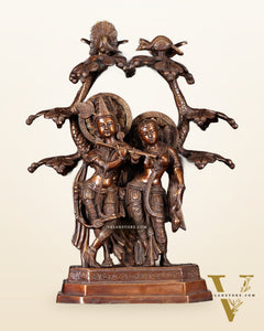 Pure Brass Radha krishna under tree idol 17 inch