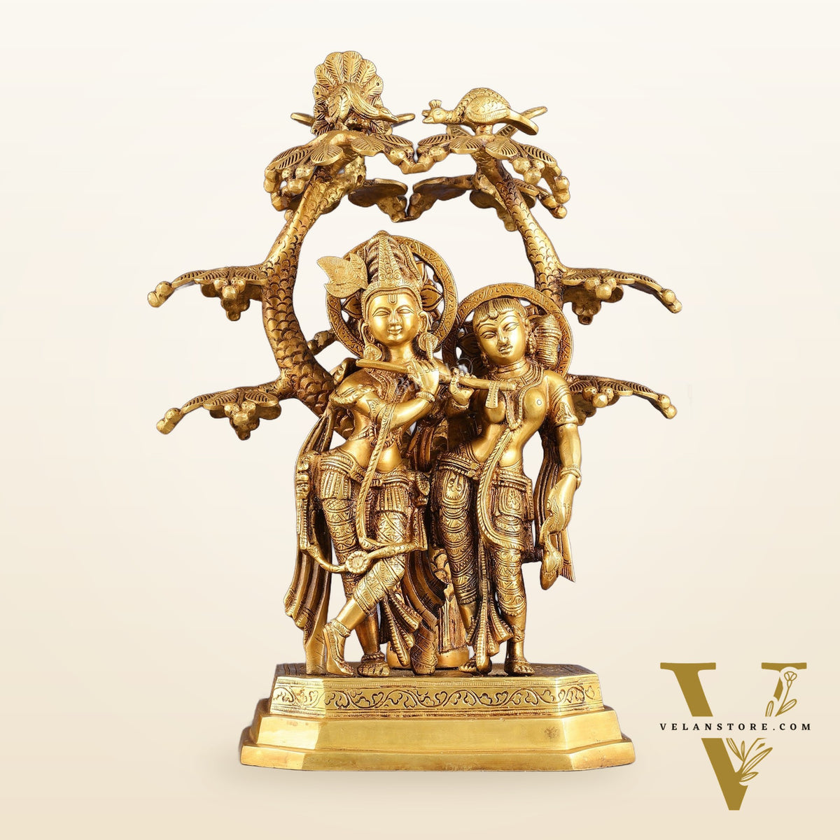 Pure Brass Radha krishna under tree idol 17 inch