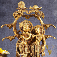 Pure Brass Radha krishna under tree idol 17 inch