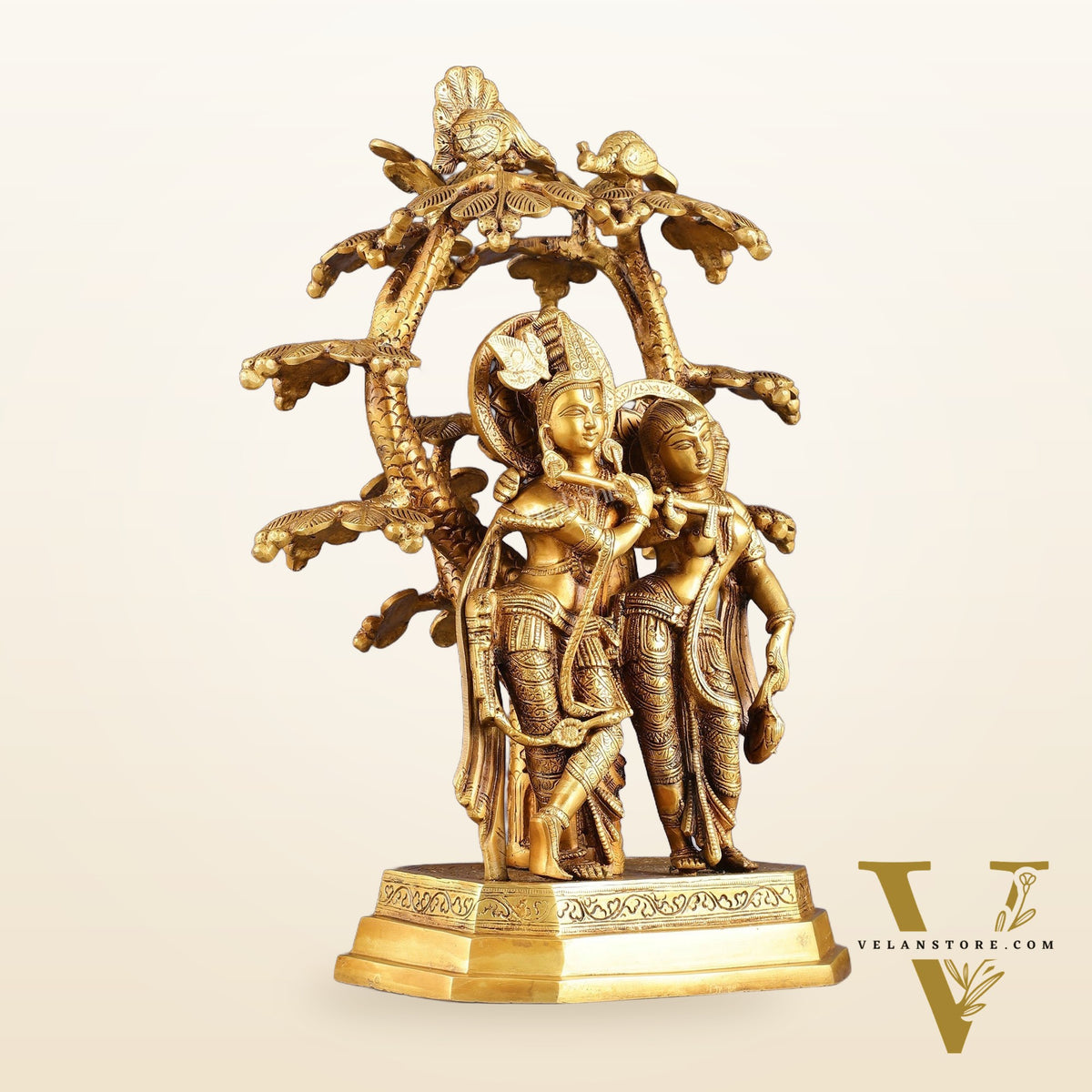 Pure Brass Radha krishna under tree idol 17 inch