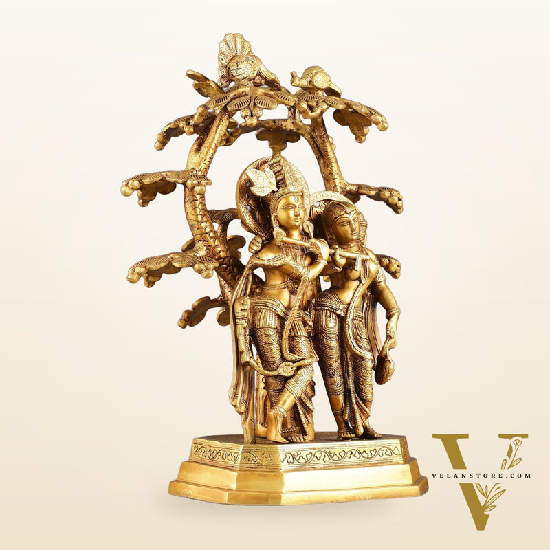 Pure Brass Radha krishna under tree idol 17 inch
