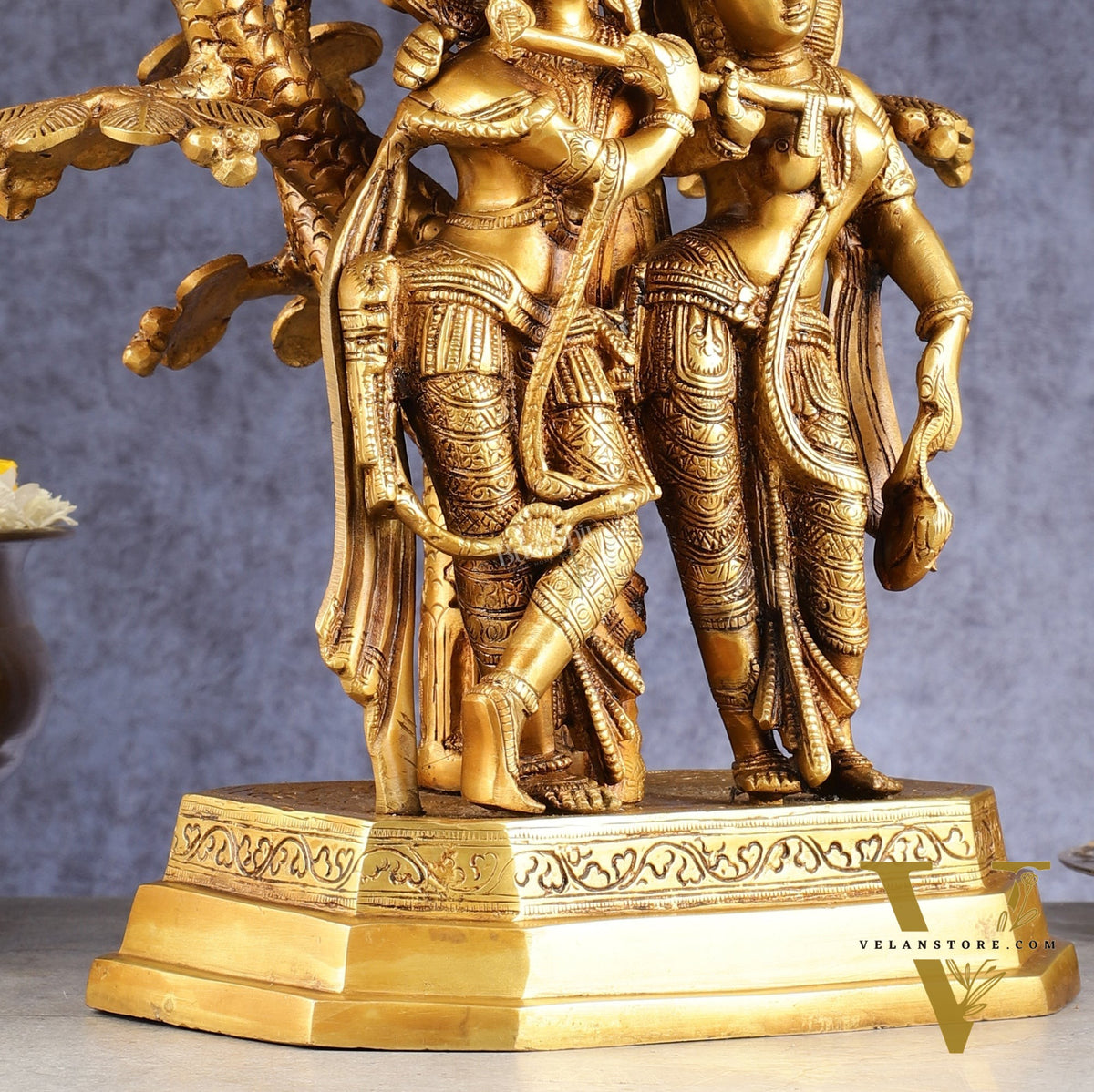 Pure Brass Radha krishna under tree idol 17 inch