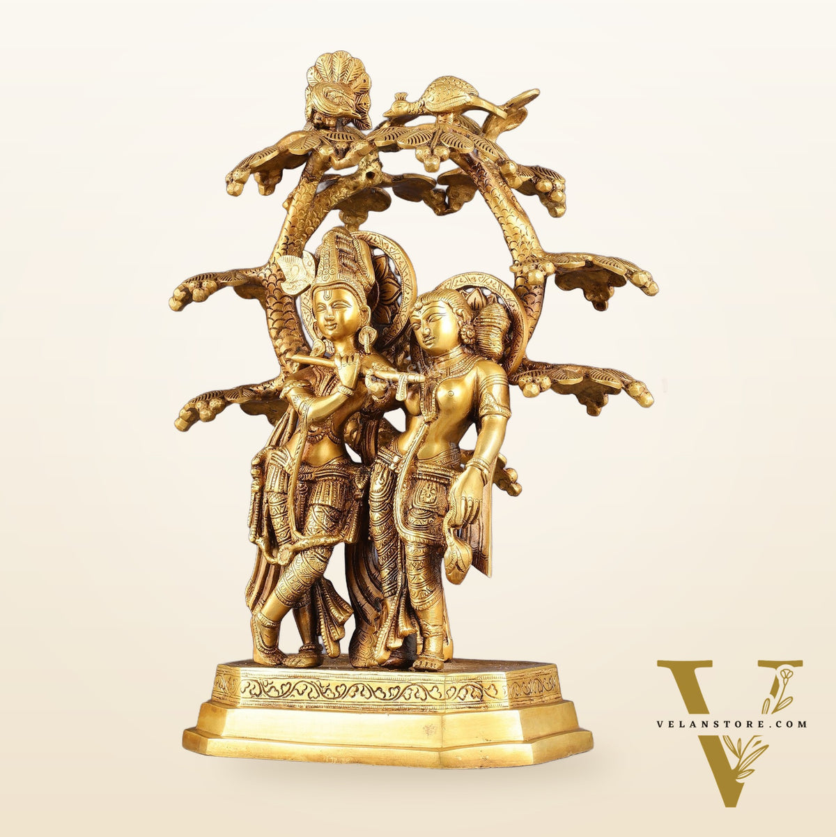 Pure Brass Radha krishna under tree idol 17 inch