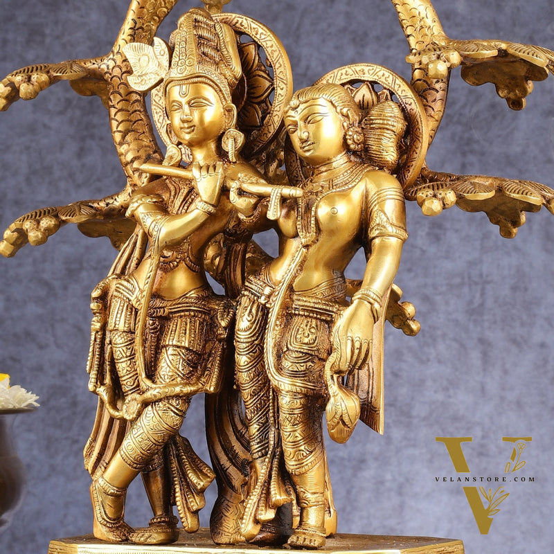 Pure Brass Radha krishna under tree idol 17 inch