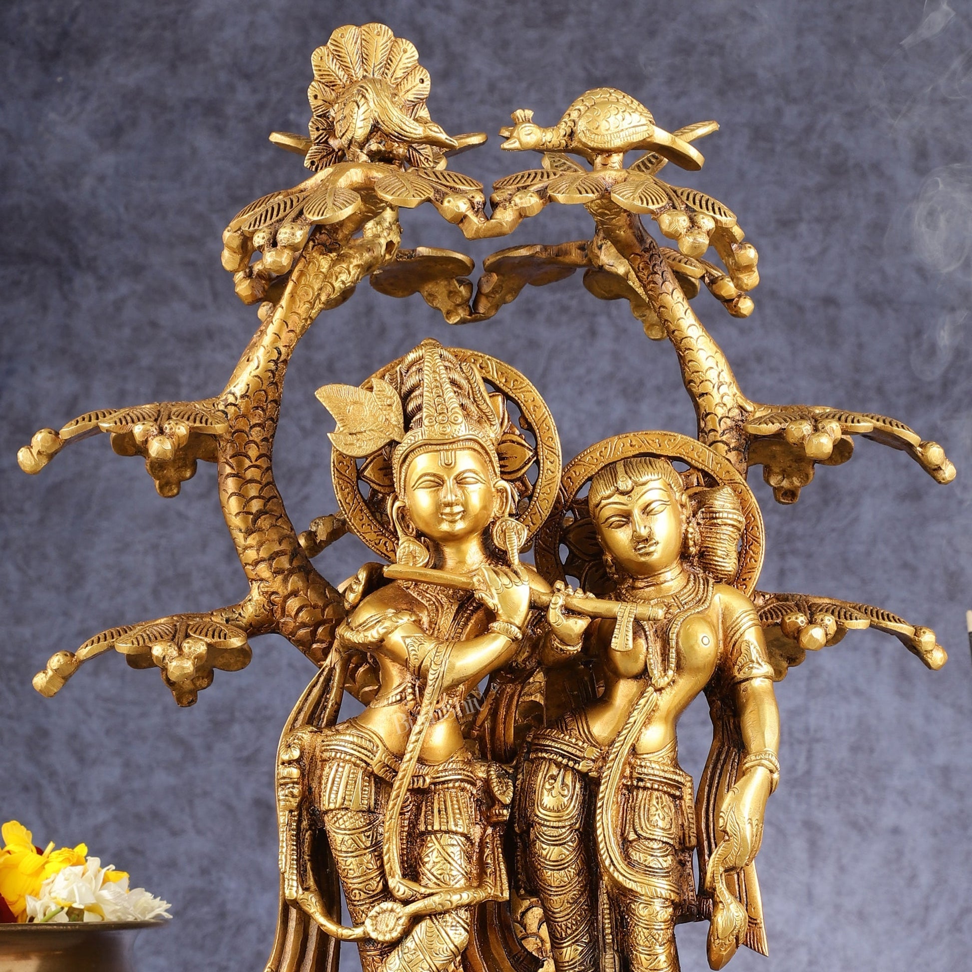 Pure Brass Radha krishna under tree idol 17 inch