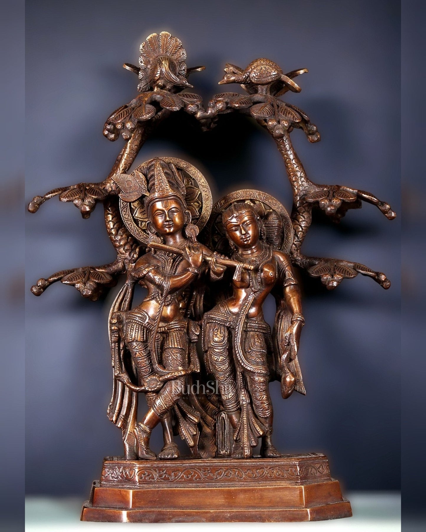 Pure Brass Radha krishna under tree idol 17 inch