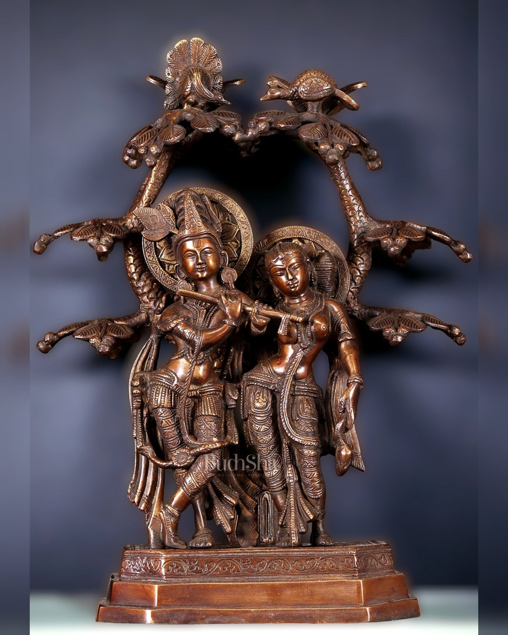 Pure Brass Radha krishna under tree idol 17 inch