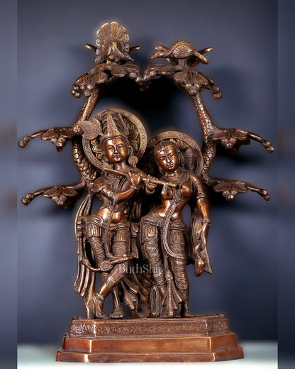 Pure Brass Radha krishna under tree idol 17 inch
