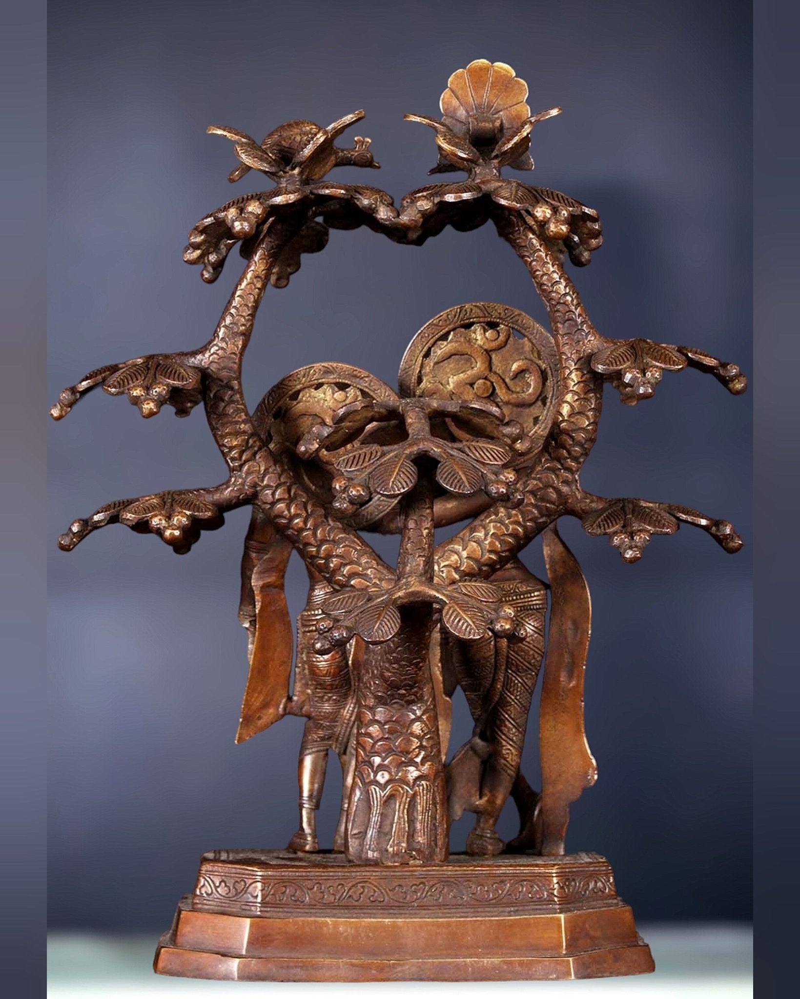 Pure Brass Radha krishna under tree idol 17 inch