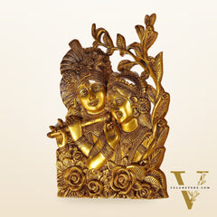 Pure Brass Radha Krishna Wall Hanging 14"