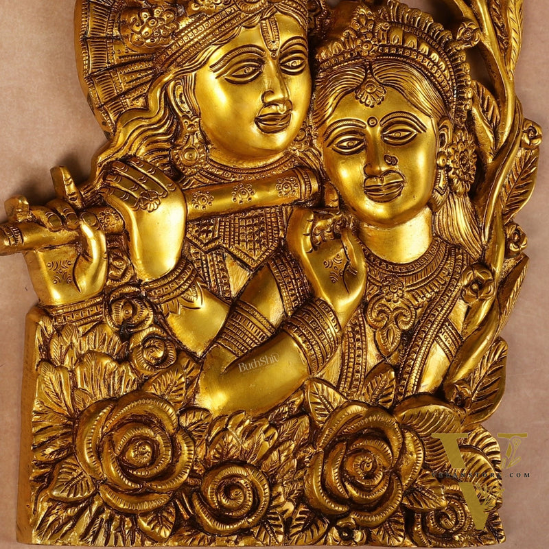 Pure Brass Radha Krishna Wall Hanging 14"