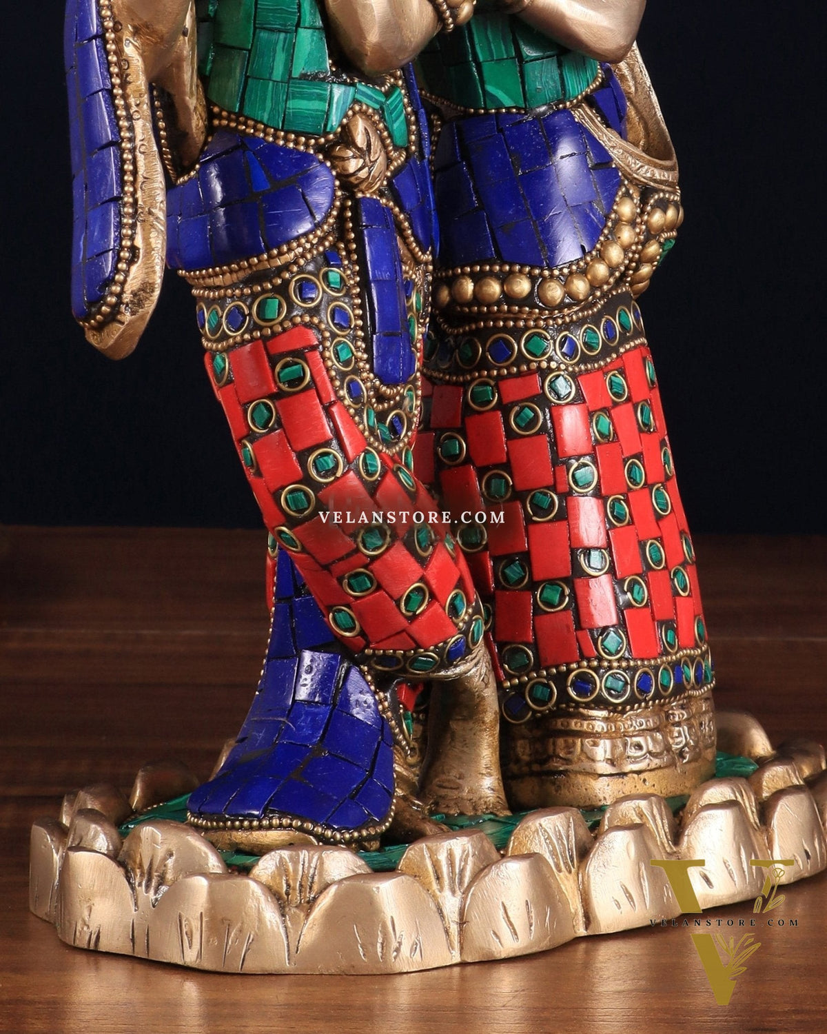 Pure Brass Radha Krishna with Idol - 11 inch with stonework