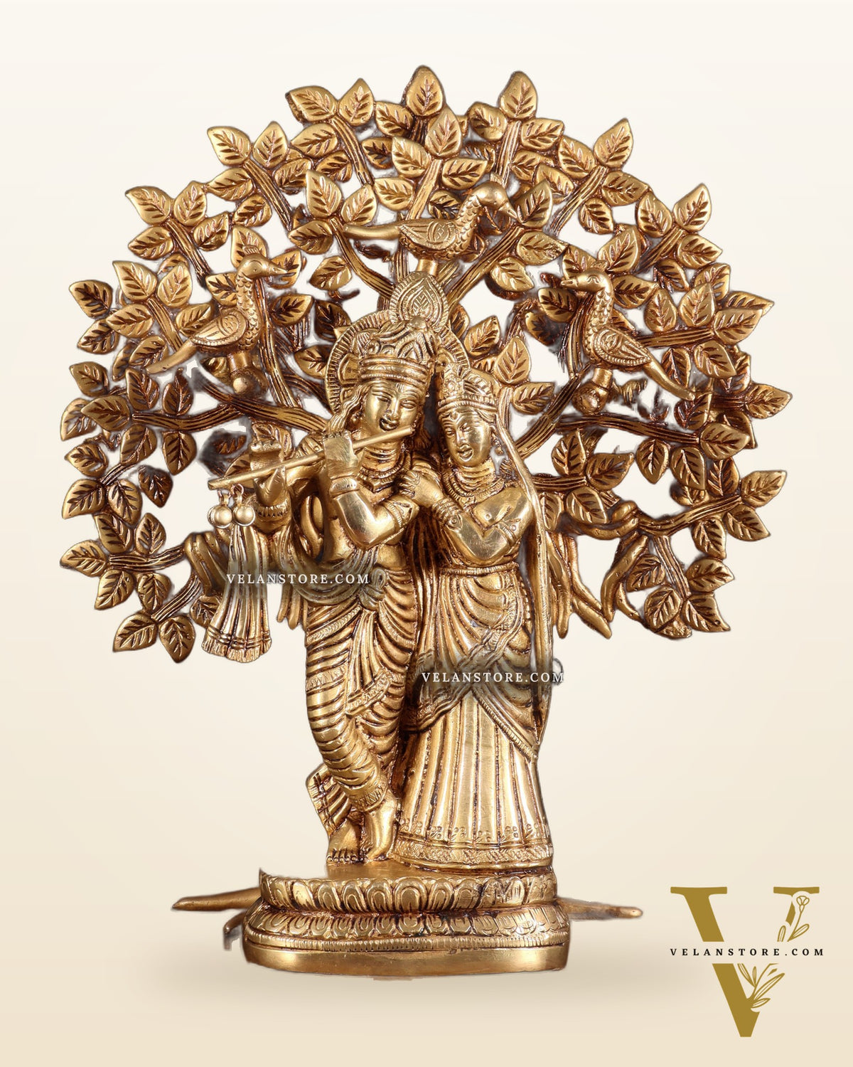 Pure Brass Radha Krishna with Kalpavriksha Tree Combo 12 inch