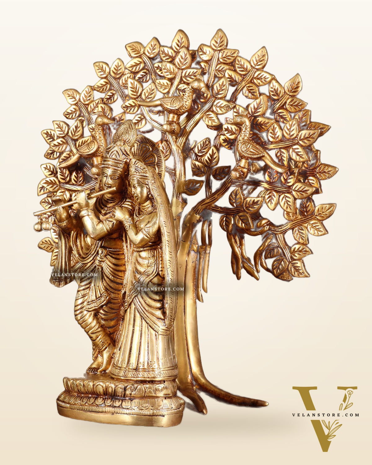 Pure Brass Radha Krishna with Kalpavriksha Tree Combo 12 inch