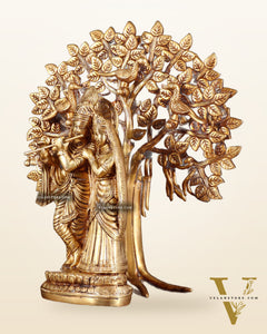 Pure Brass Radha Krishna with Kalpavriksha Tree Combo 12 inch
