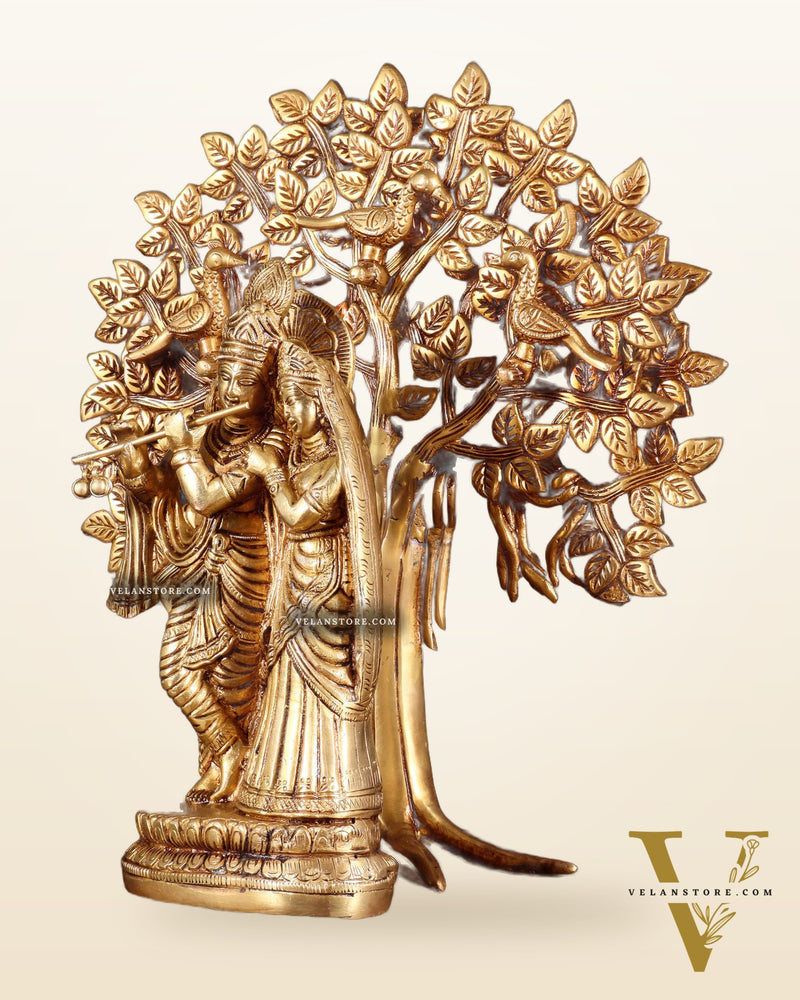 Pure Brass Radha Krishna with Kalpavriksha Tree Combo 12 inch