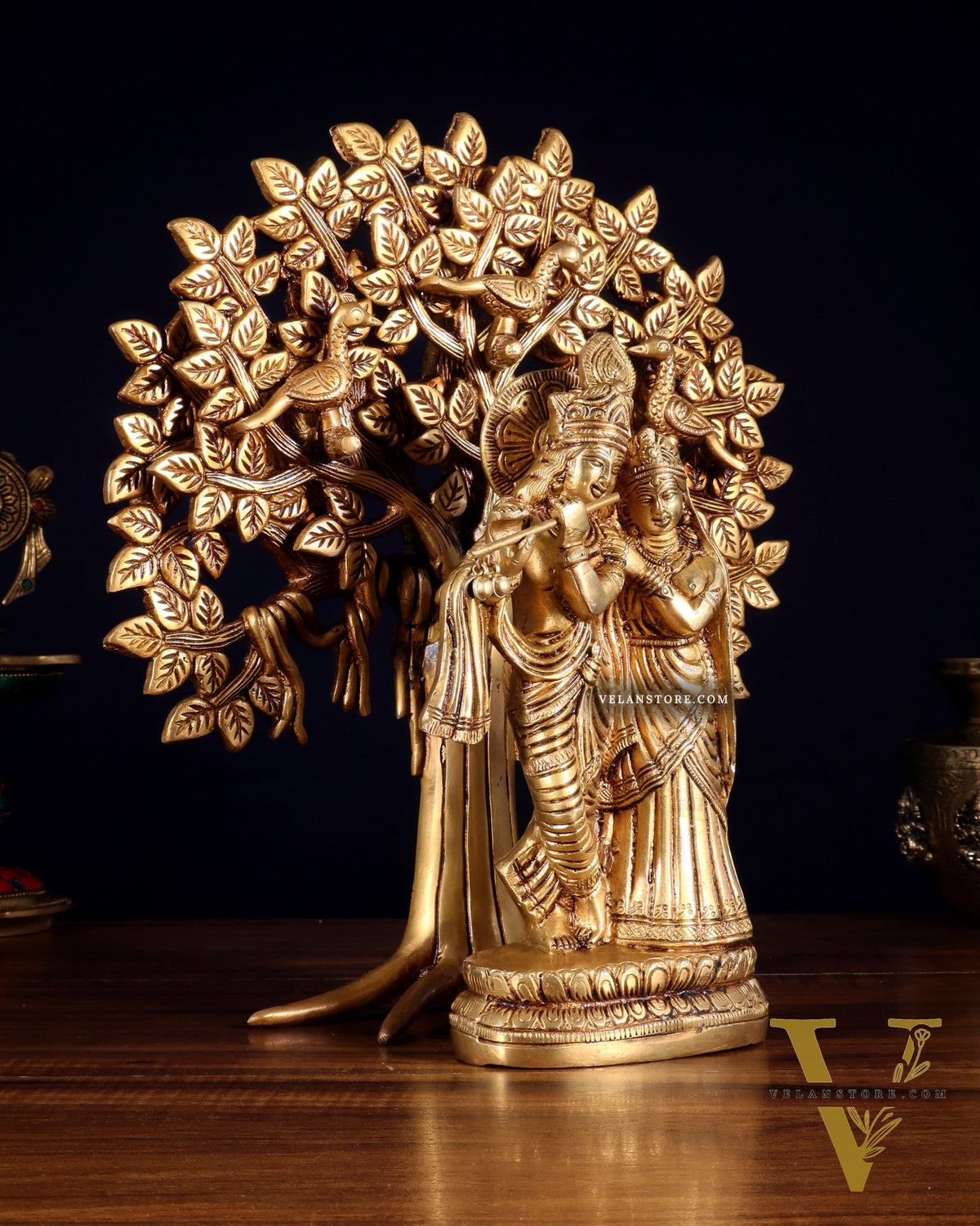Pure Brass Radha Krishna with Kalpavriksha Tree Combo 12 inch