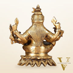 Pure Brass Raja Shyamala Devi Matangi Saraswati Idol with Eight Arms 7"