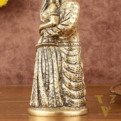 Pure Brass Rajasthani Couple Showpiece - 7.5" Tall