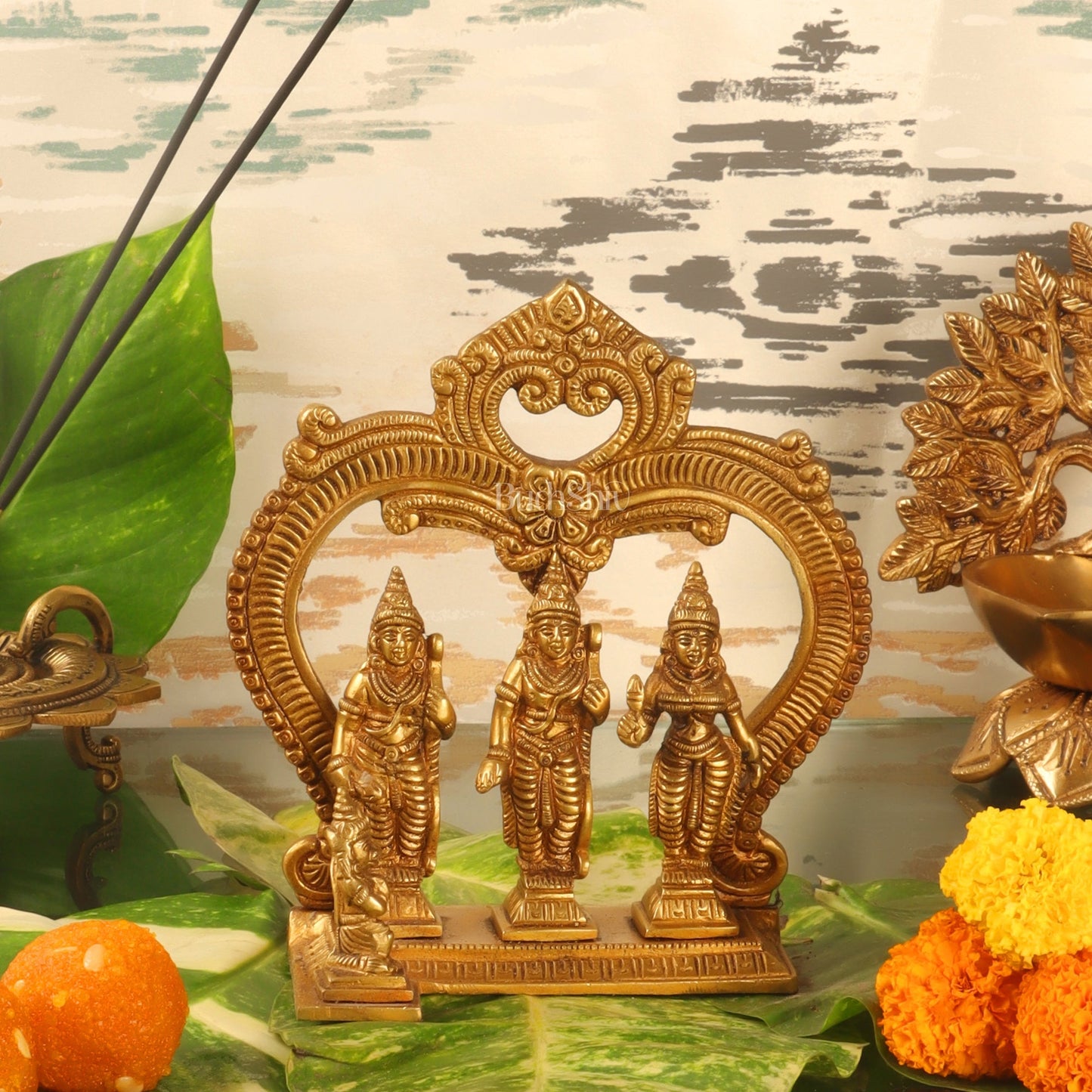 Pure Brass Ram Darbar - Perfect for Your Mandir - 6 Inch Height