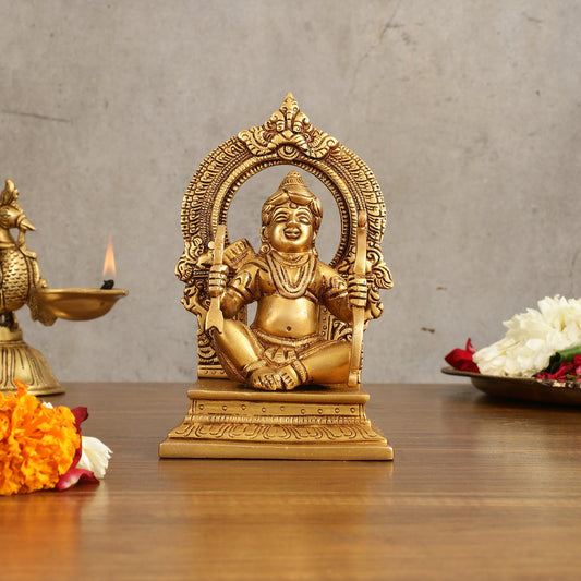 Pure Brass Ram Lalla Idol - 6.5 Inch | Exquisite Hindu God Statue