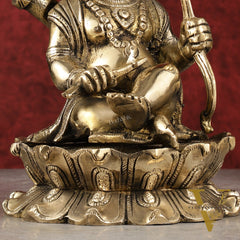 Pure Brass Ram Lalla Seated on Lotus Idol - 9" shine gold
